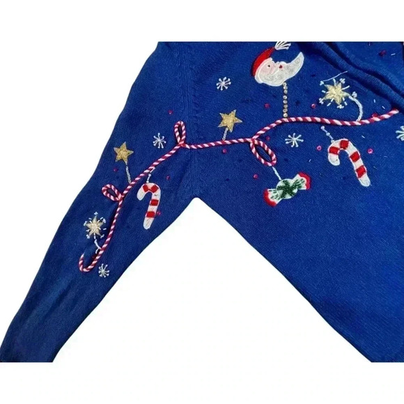 Carly St. Claire Vintage Blue Christmas Collection Full Zip Cardigan SIZE-MEDIUM - Picture 5 of 12